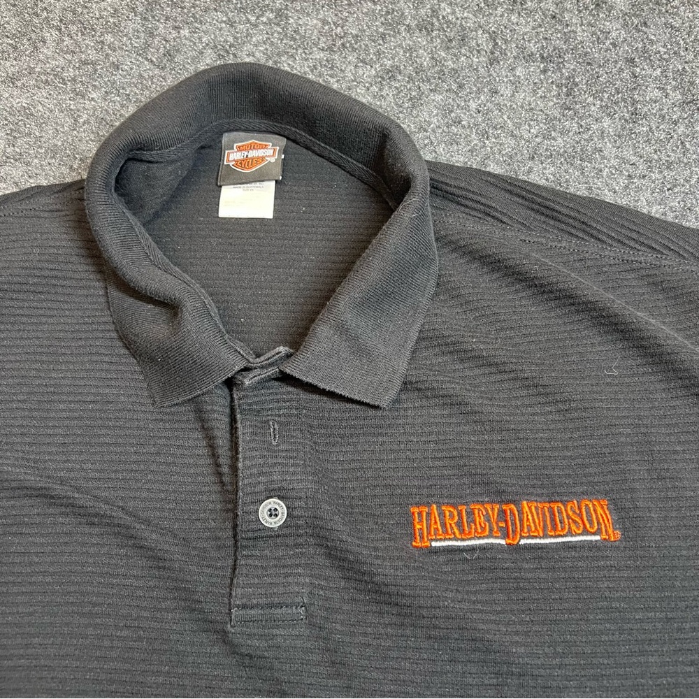Harley Davidson Polo 2XL Black Oshkosh WI Embroidered Biker Shirt